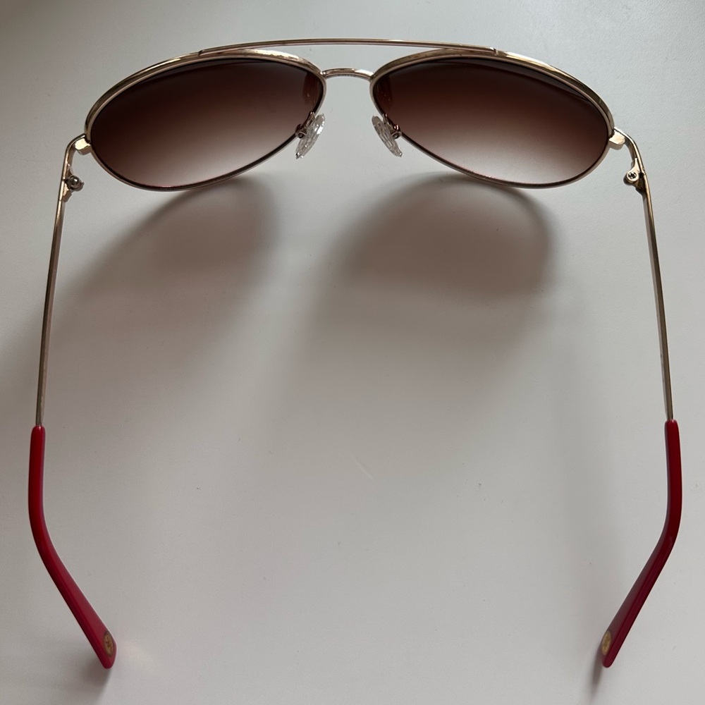Michael Kors Gold & Red Trim Aviator Sunglasses - Picture 9 of 14